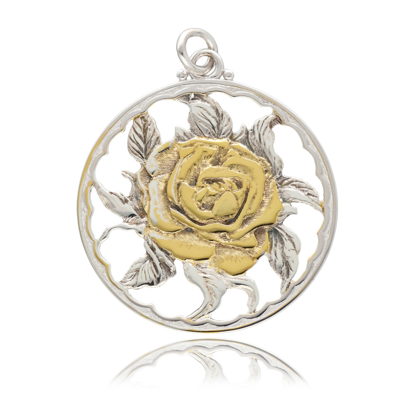 ROSE FLOWER BUCCELLATI PENDAND IN SILVER 