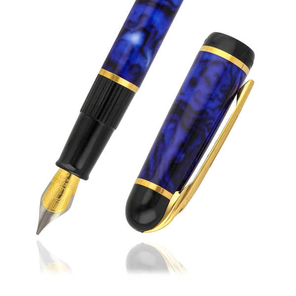 WATERMAN STILO BLACK WITH BLUE WATER DESIGN 18KT PEN TIP