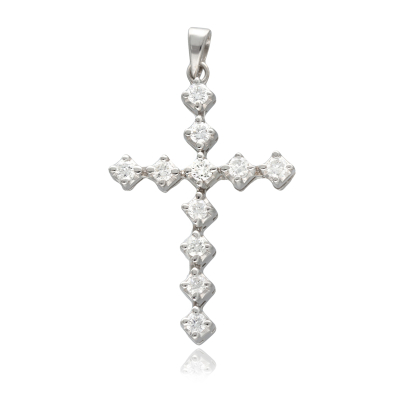 PENDANT CROSS WHTIE GOLD 18KT DIAMONDS 0.55ct WEIGHT 3.2GR