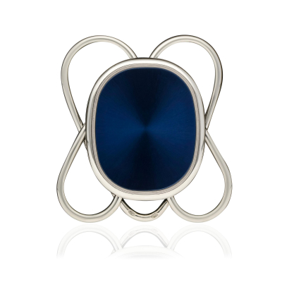 MONEY CLIP ELLIPSE WHITE GOLD 18KT BLUE ENAMEL 